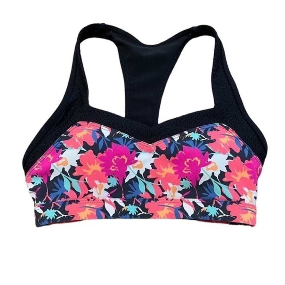 Lorna Jane LJ Black‎ Tropical Floral Mesh Sports Bra Size XS